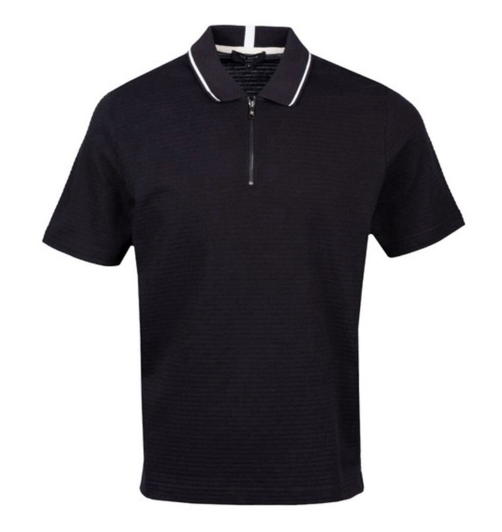 Ted Baker Mens Size 1 (XS) Black Buer Textured Zip Polo Shirt AM10